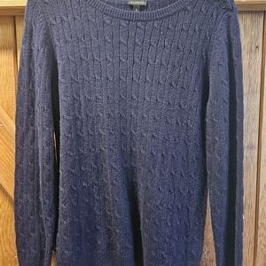 TALBOTS Womens Navy Cable Knit Sweater